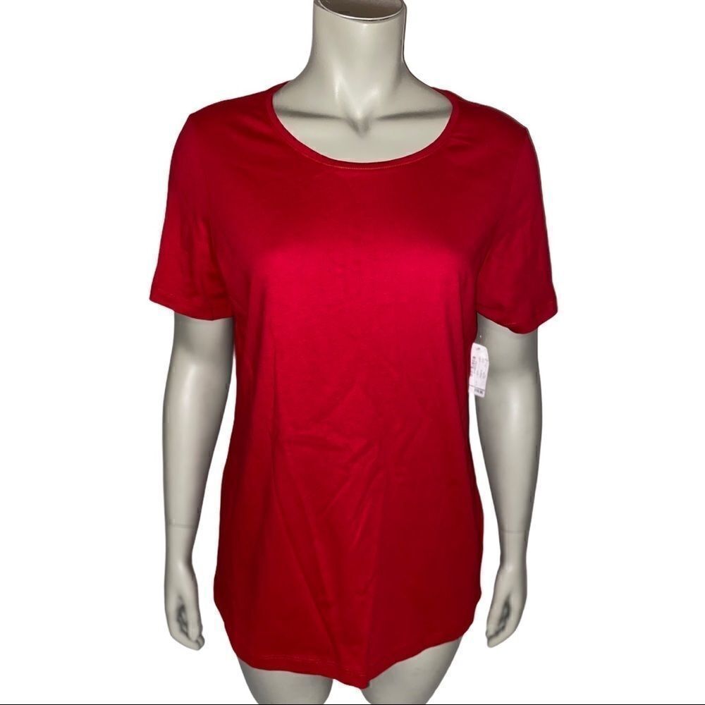 Christopher & Banks Red Cotton Crewneck T-Shirt